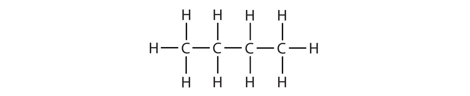 Structural formula of butane. 