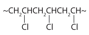 Condensed representation of polymer polyvinyl chloride.