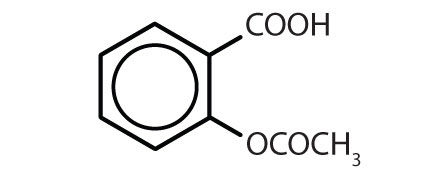 Condensed formula of organic aromatic compounds with common use: Aspirin.