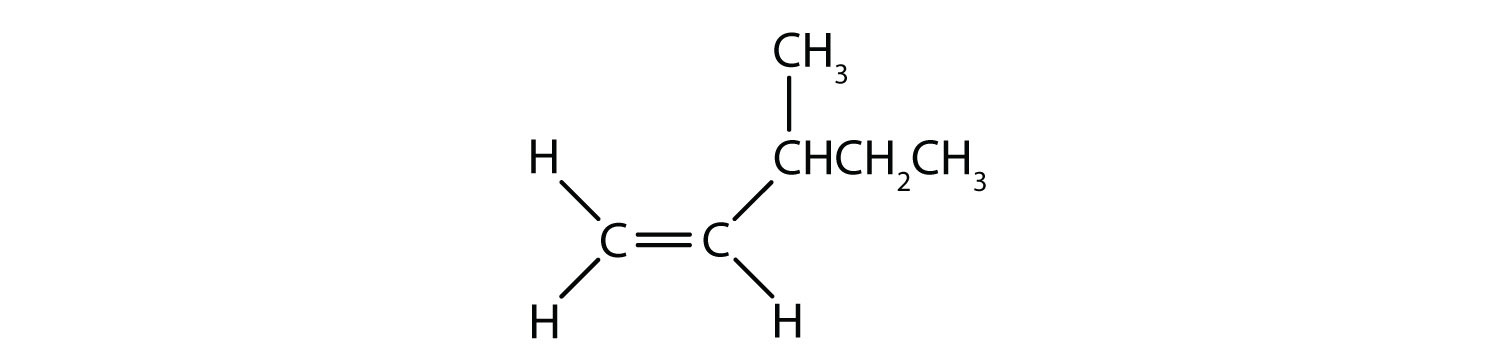 Condensed formula of 3-methyl-1-pentene.