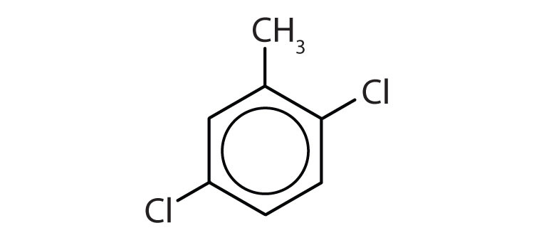 Aromatic 6-carbon cyclic compound with two radicals Chlorine, one attached to Carbon 1 and the other one attached to Carbon 4 and, one radical methyl attached to Carbon 3.   