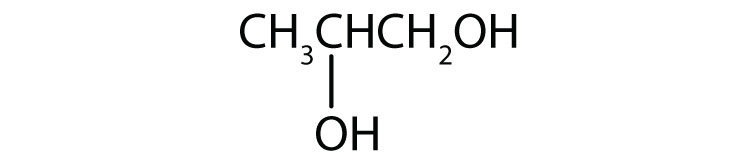 Condensed formula of four-Carbon diol with functional groups attached to Carbons 1 and 2.