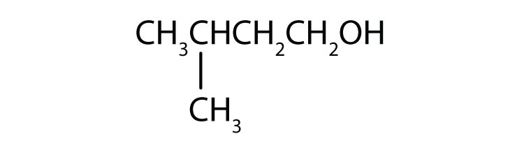 Condensed formula of a four-Carbon primary alcohol with a radical methyl attached to Carbon 3.