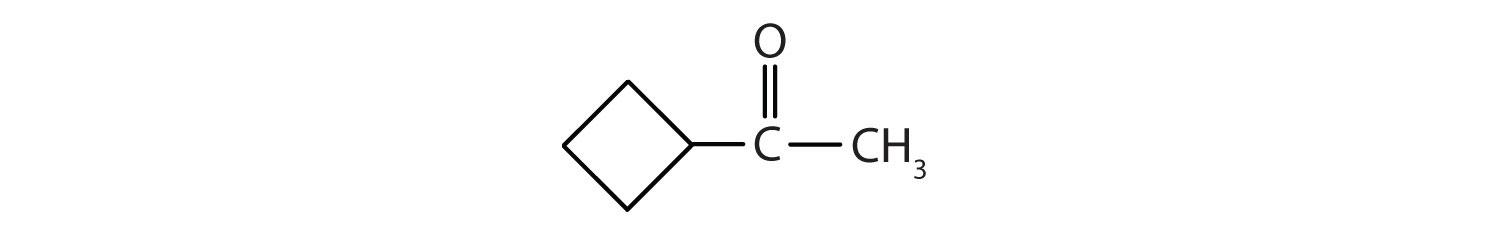 Condensed formula of a ketone with a 4-Carbon cyclic radical and a methyl group attached to the Carbon with the functional group.   