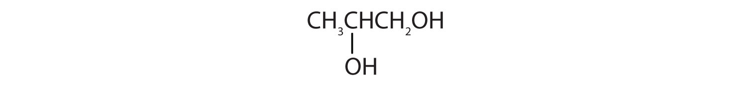 Condensed formula of a 3-Carbon diol with hydroxyl functional groups attached to Carbons 1 and 2. 