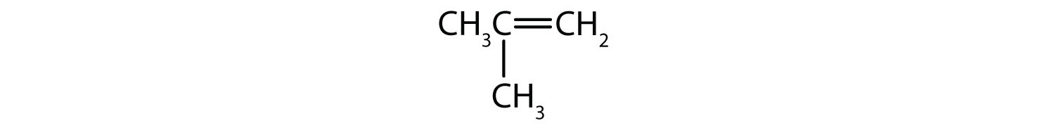 Condensed formula of three-Carbon alkene with a radical methyl attached to Carbon 2. 