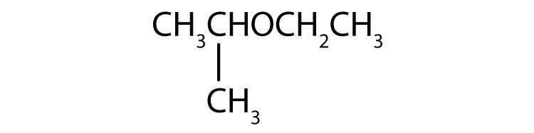 Condensed formula of an ether with two radicals ethyl attached to Oxygen. There is a radical methyl attached to one of the ethyl radical.