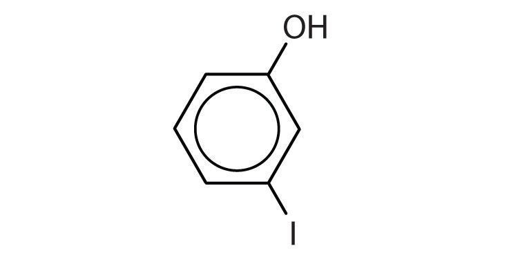 Condensed formula of phenol family member with an Iodine radical attached to Carbon 3.  