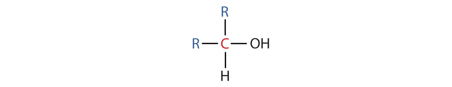 General representation of secondary alcohol: Functional group hydroxyl bound to a secondary carbon.