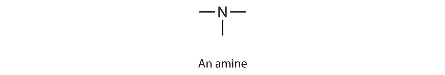 Amines are compounds derived from Ammonia. At least one hydrogen is replaced by an alkyl or aryl group. 