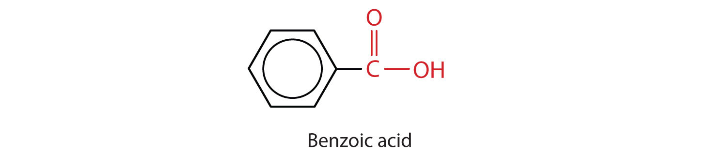 Condensed formula or aromatic organic acid Benzoic acid.