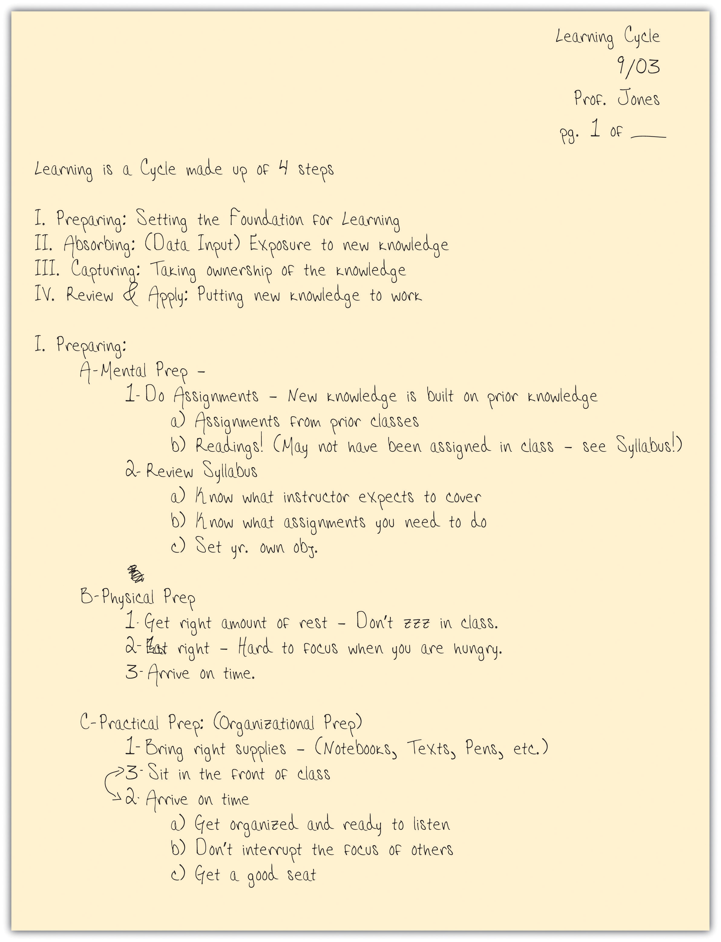 Outline Template For Note Taking