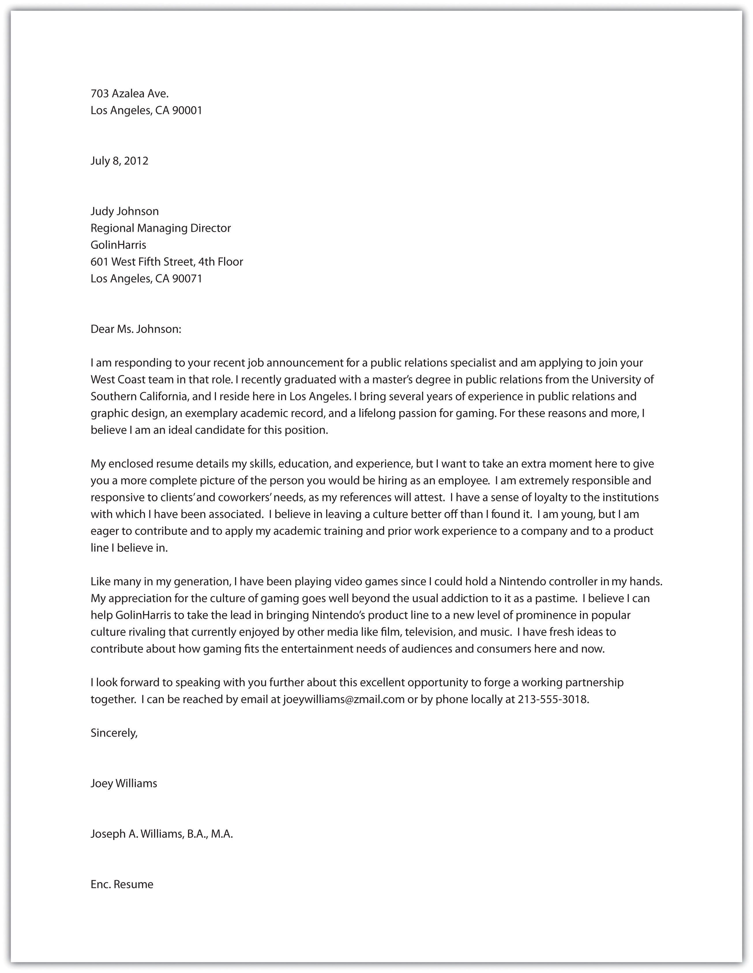 Written statement format cover letter