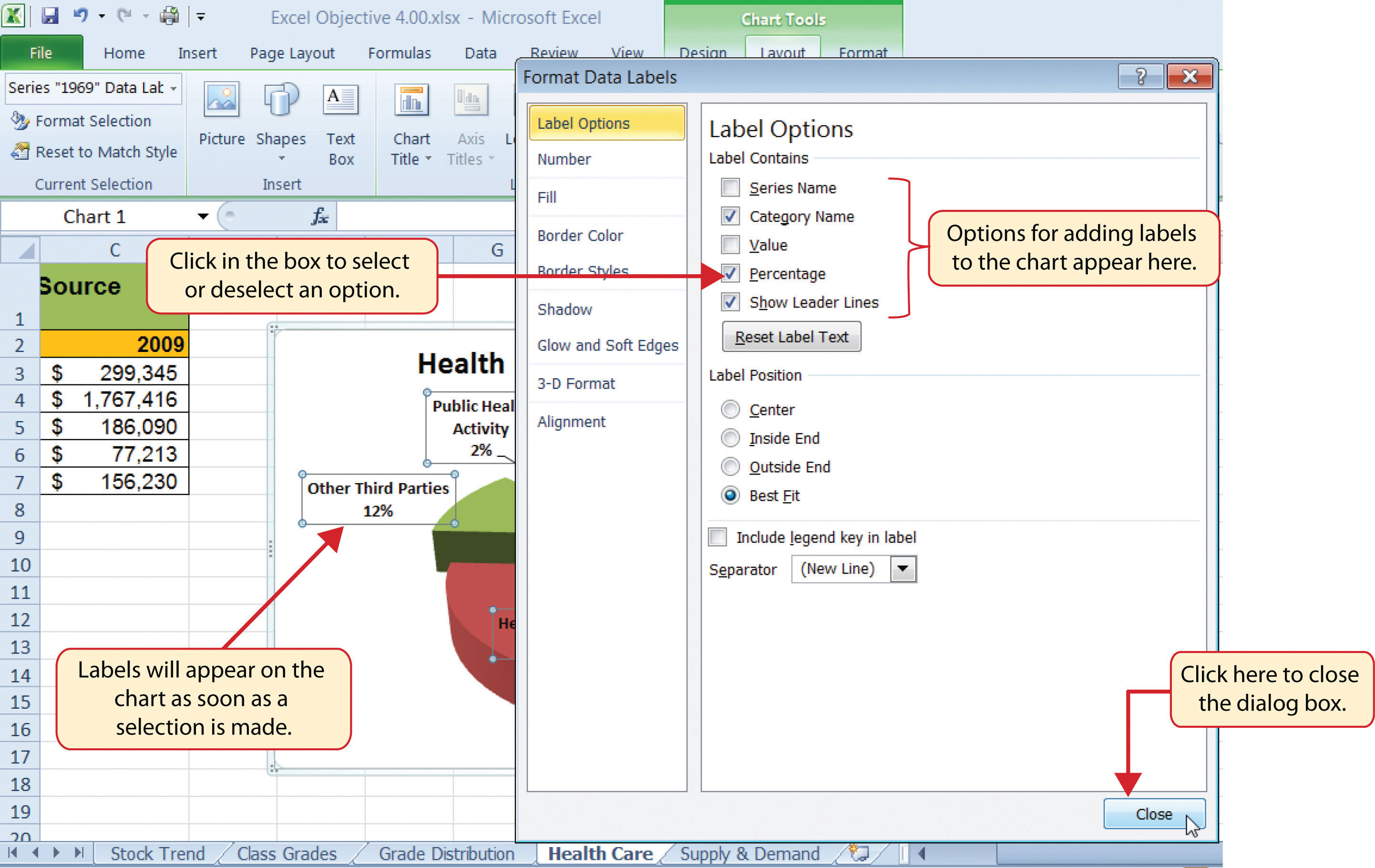 Excel 2013 Pie Chart Legend