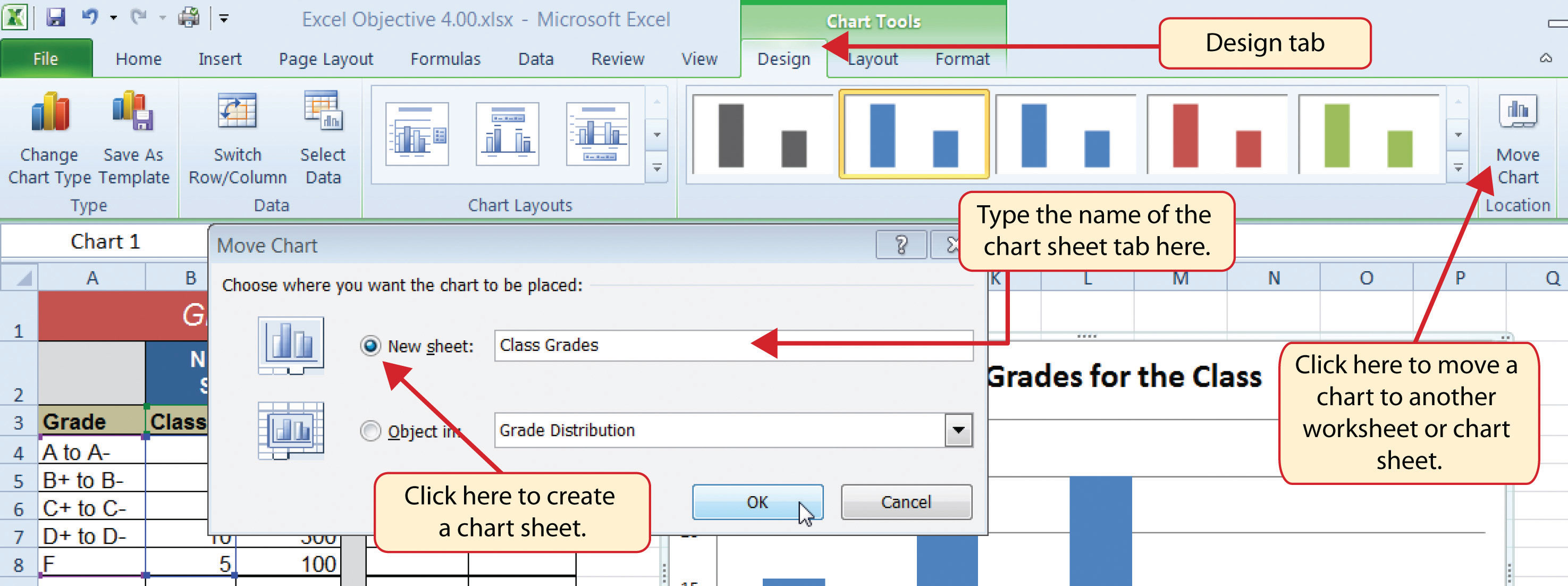 Move Chart Button In Excel