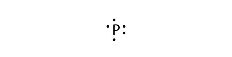 The Lewis dot diagram of Phosphorus.