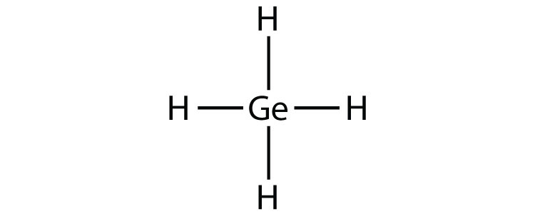 Single covalent bonds are shown by single lines between Hydrogen (H) and Germanium (Ge) in the Germanium (IV) Hydride.