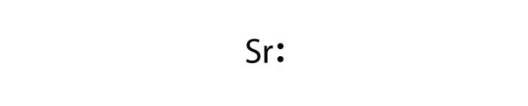 The Lewis diagram symbol of Strontium.