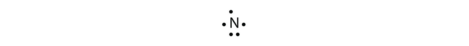 - A Lewis structure of Nitrogen atom showing five valence electrons  