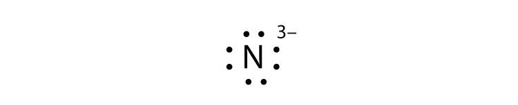 The Lewis dot diagram of Nitrogen ion with an overall charge of -3.