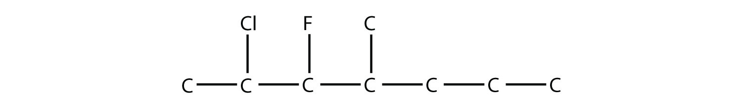 - Structural formula of 2-Chloro-3-Fluoro-4-methyl-heptane