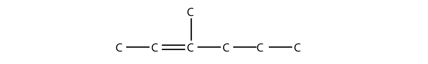 Structural formula of 3-methyl-2-hexene.