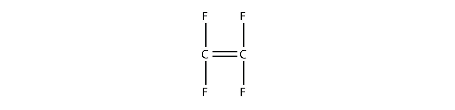 Structural formula of the tetrofluoroethylene molecule.