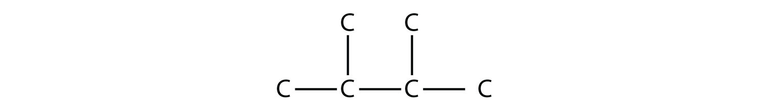 - Structural formula of 2,3-dimethyl-butane. The single bonds between Hydrdogen and Carbon are not represented.