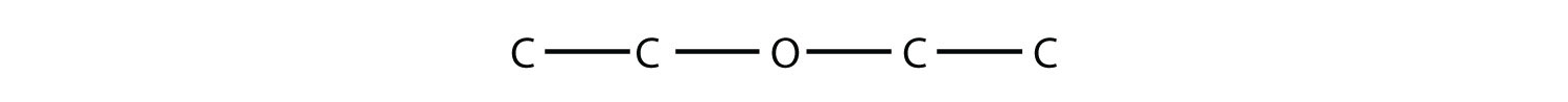 Organic Compound structure of an Ether compound: diethyl ether.