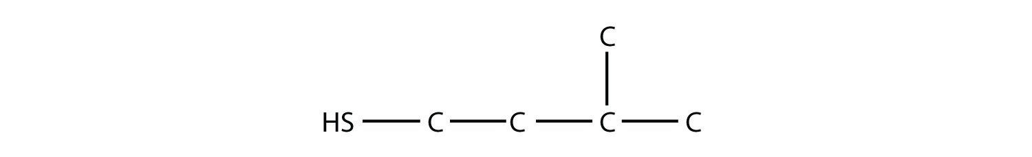 Organic compound structure showing the thiol (-SH) functional group joined to an alkane structure.