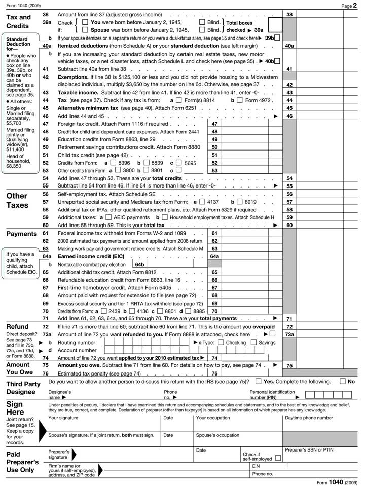 1040ez Form Example