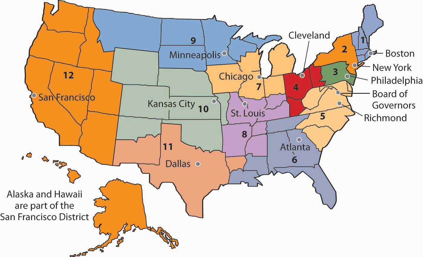 Federal Reserve Bank Map