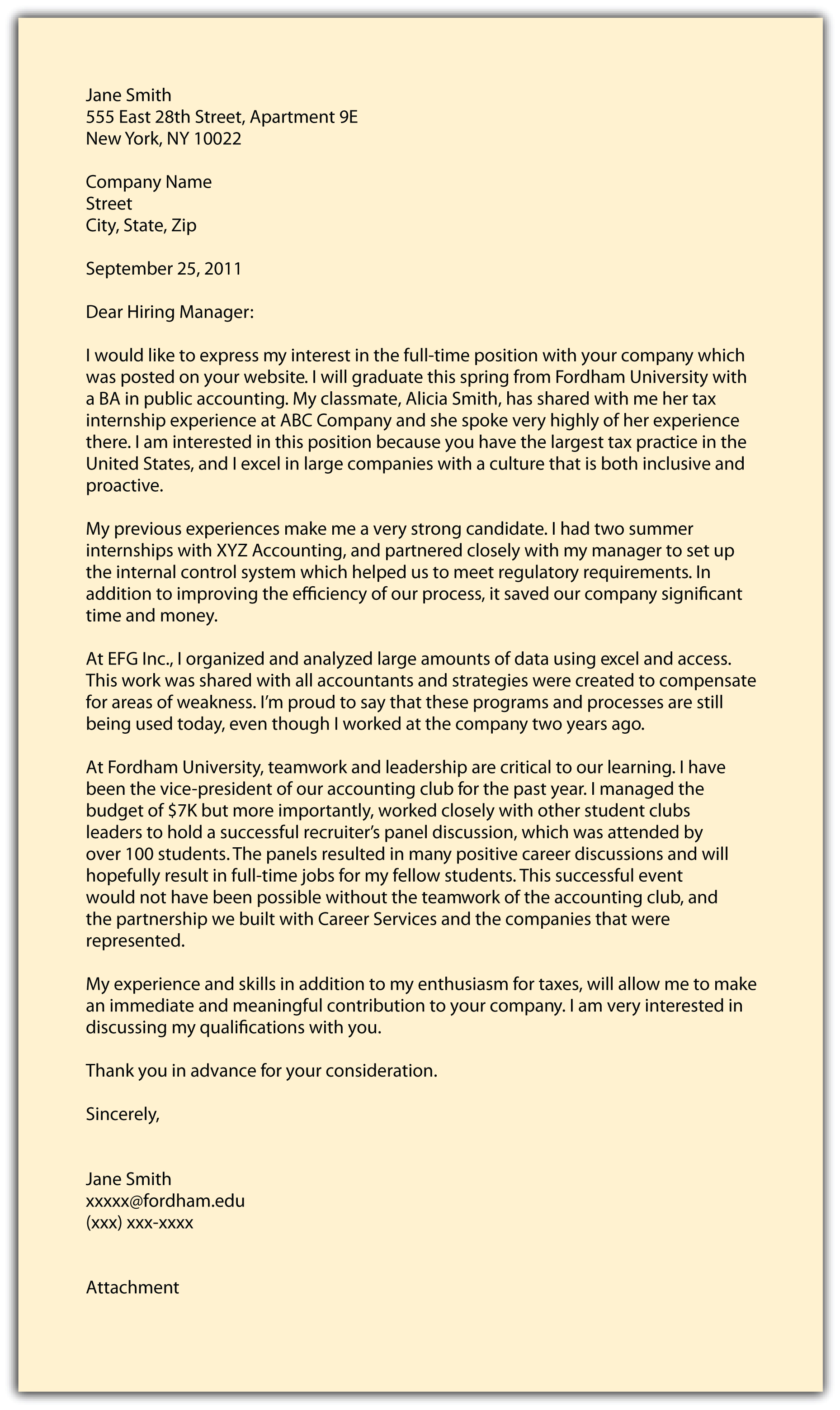 motivation cover letter sample