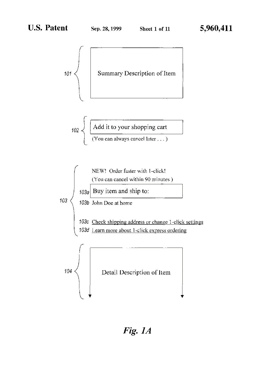 Diagram of the patent for one-click web ordering