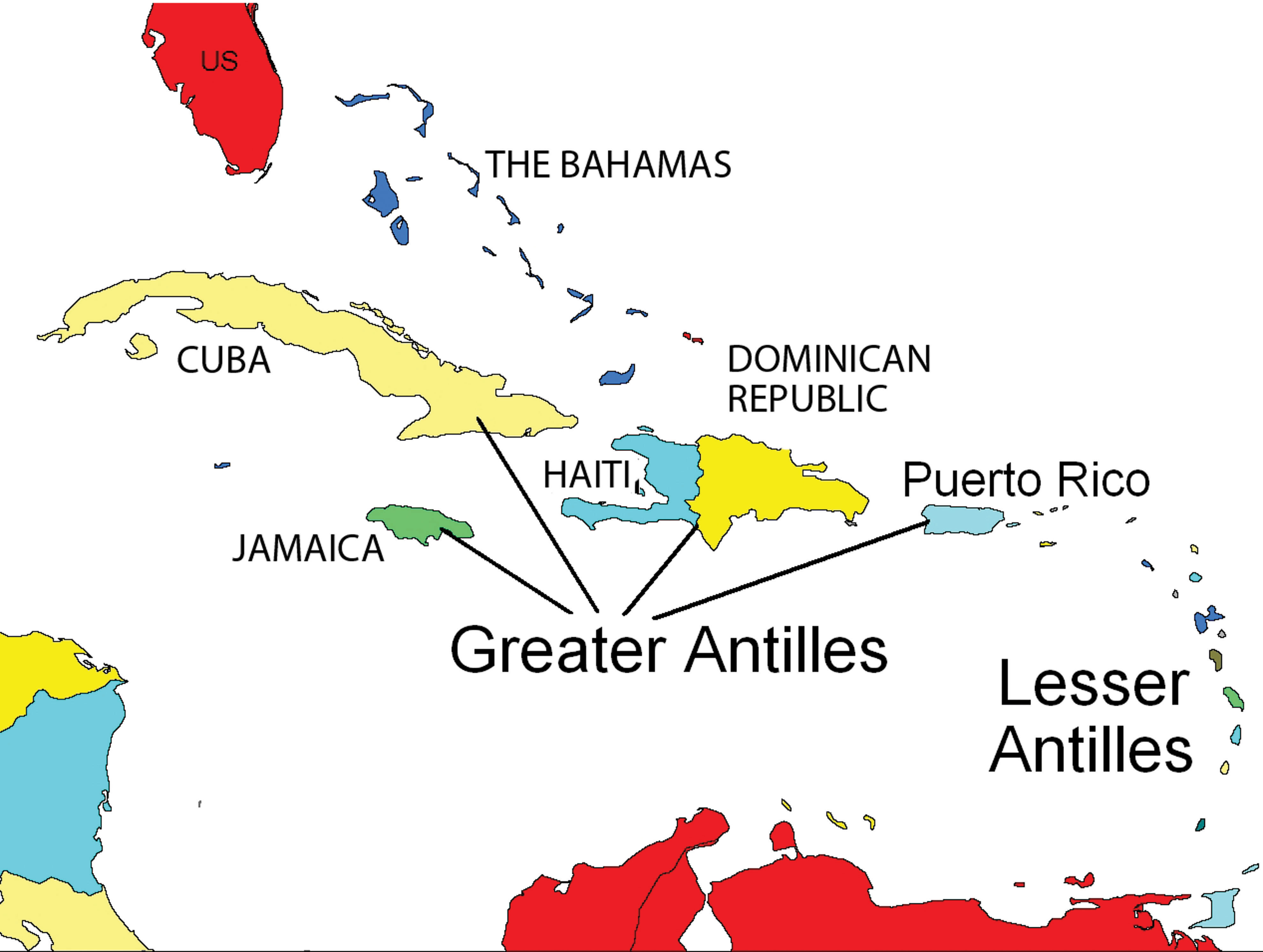 Greater Antilles Islands Map The Caribbean