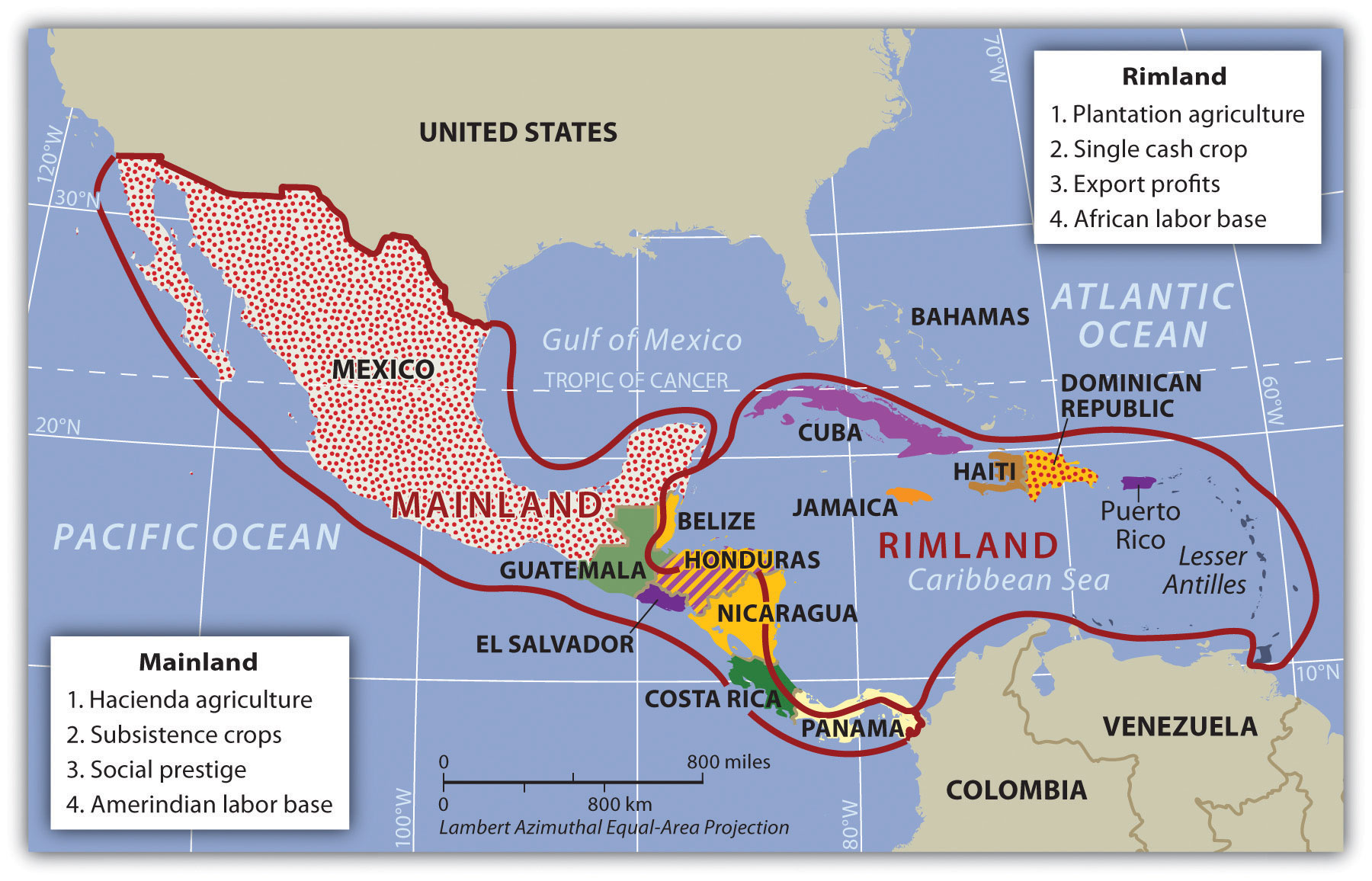 Middle America Physical Map Middle America