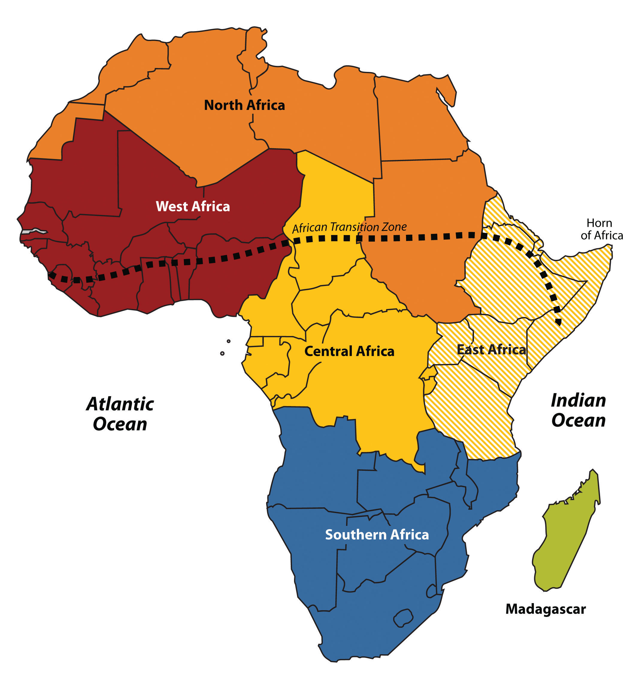 sub saharan africa physical map