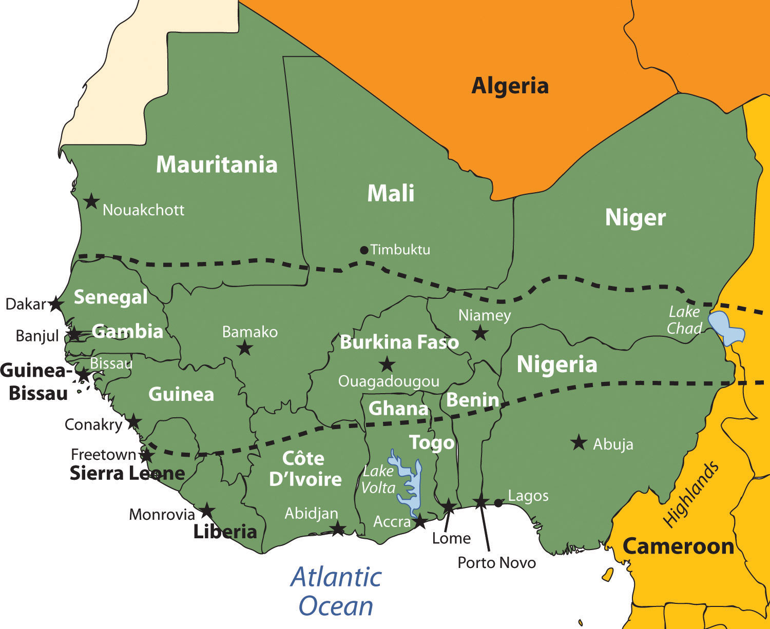 Western African Countries Map West Africa