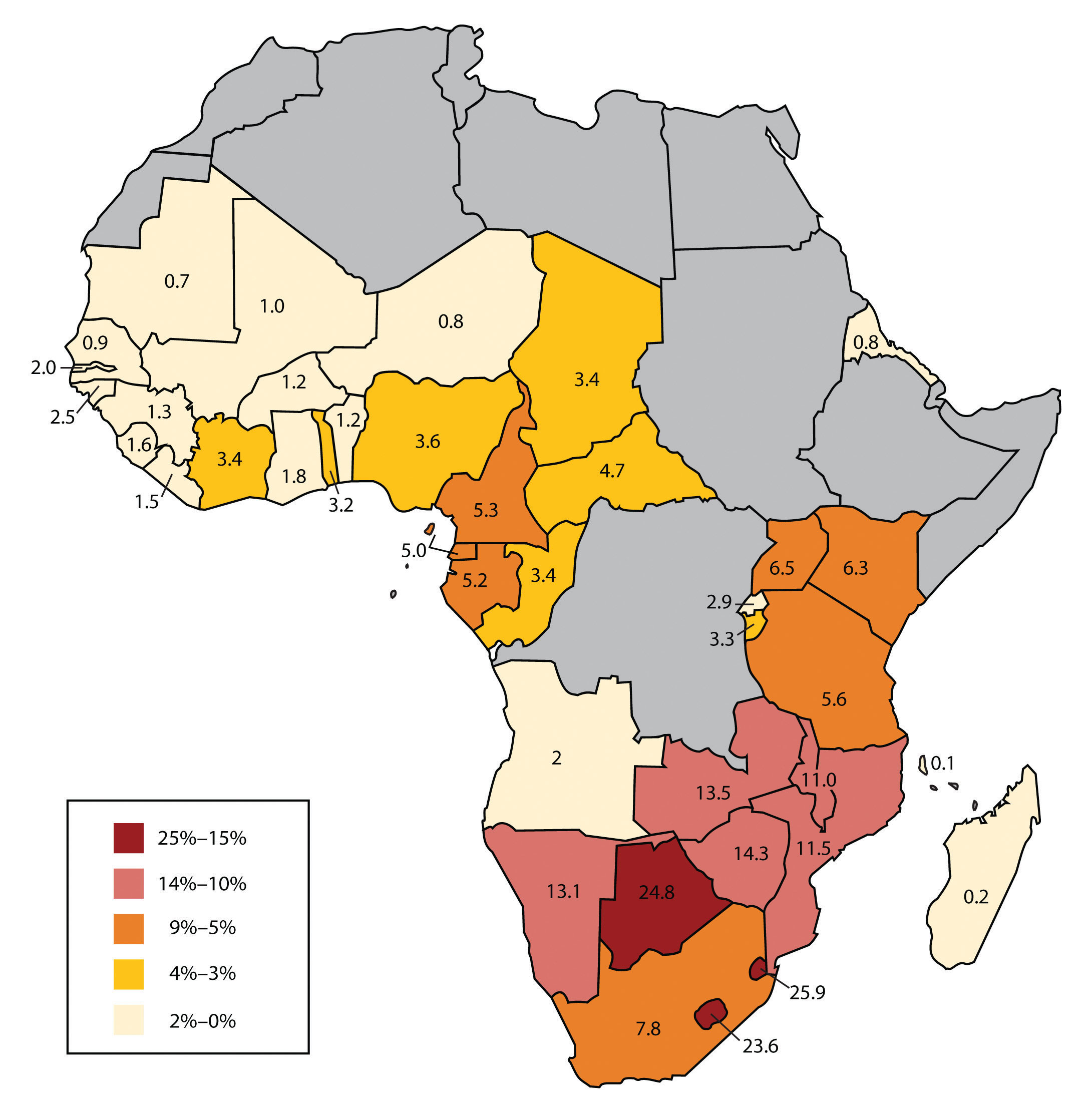 sub saharan africa physical map