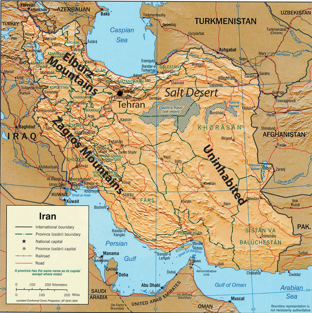 southwest asia map physical features