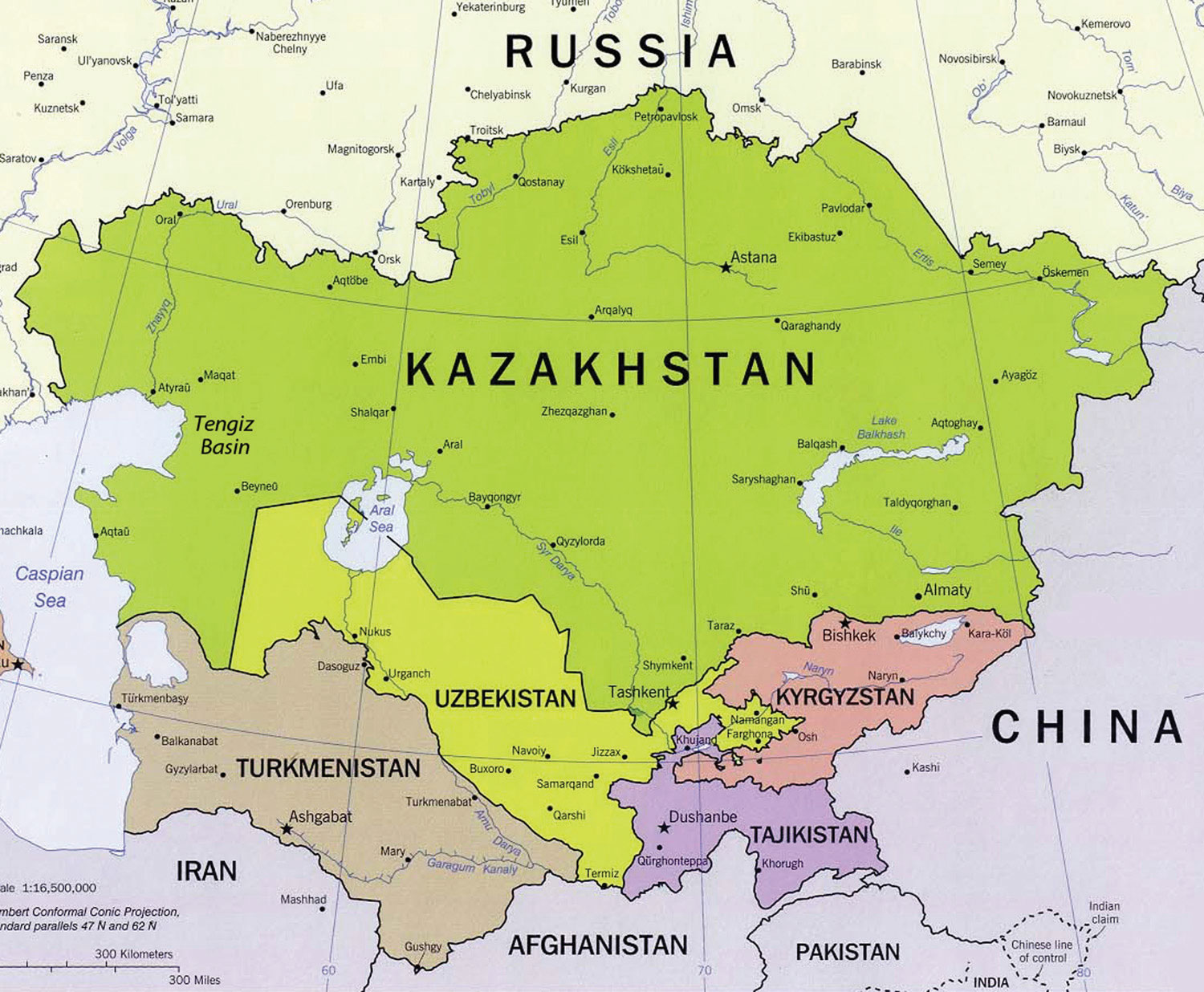 Central And Northern Asia Map Central Asia And Afghanistan