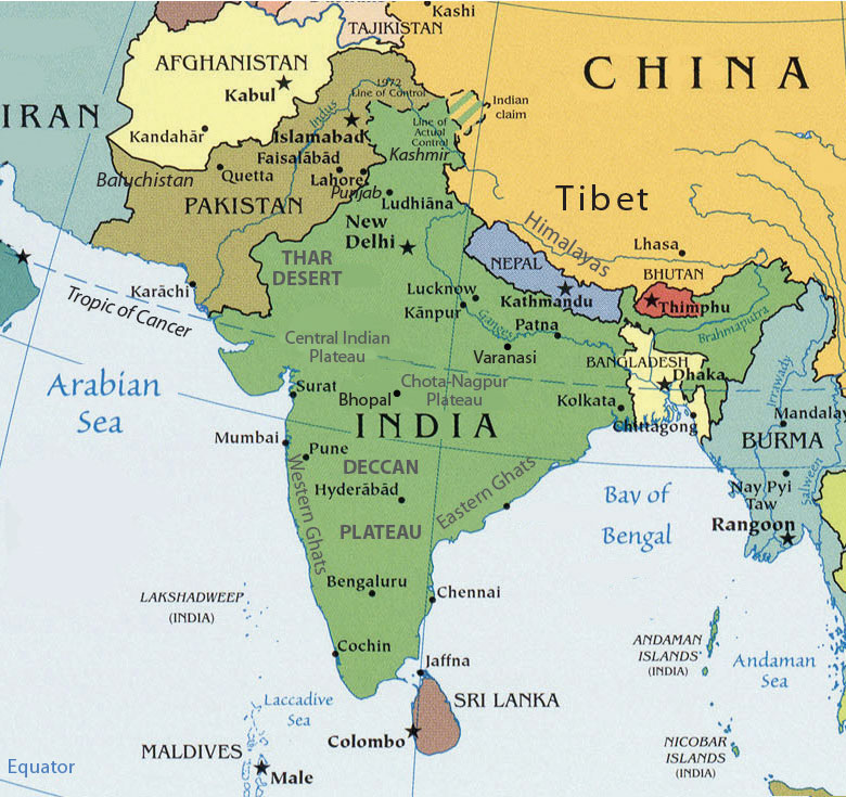 India And South Asia Map South Asia