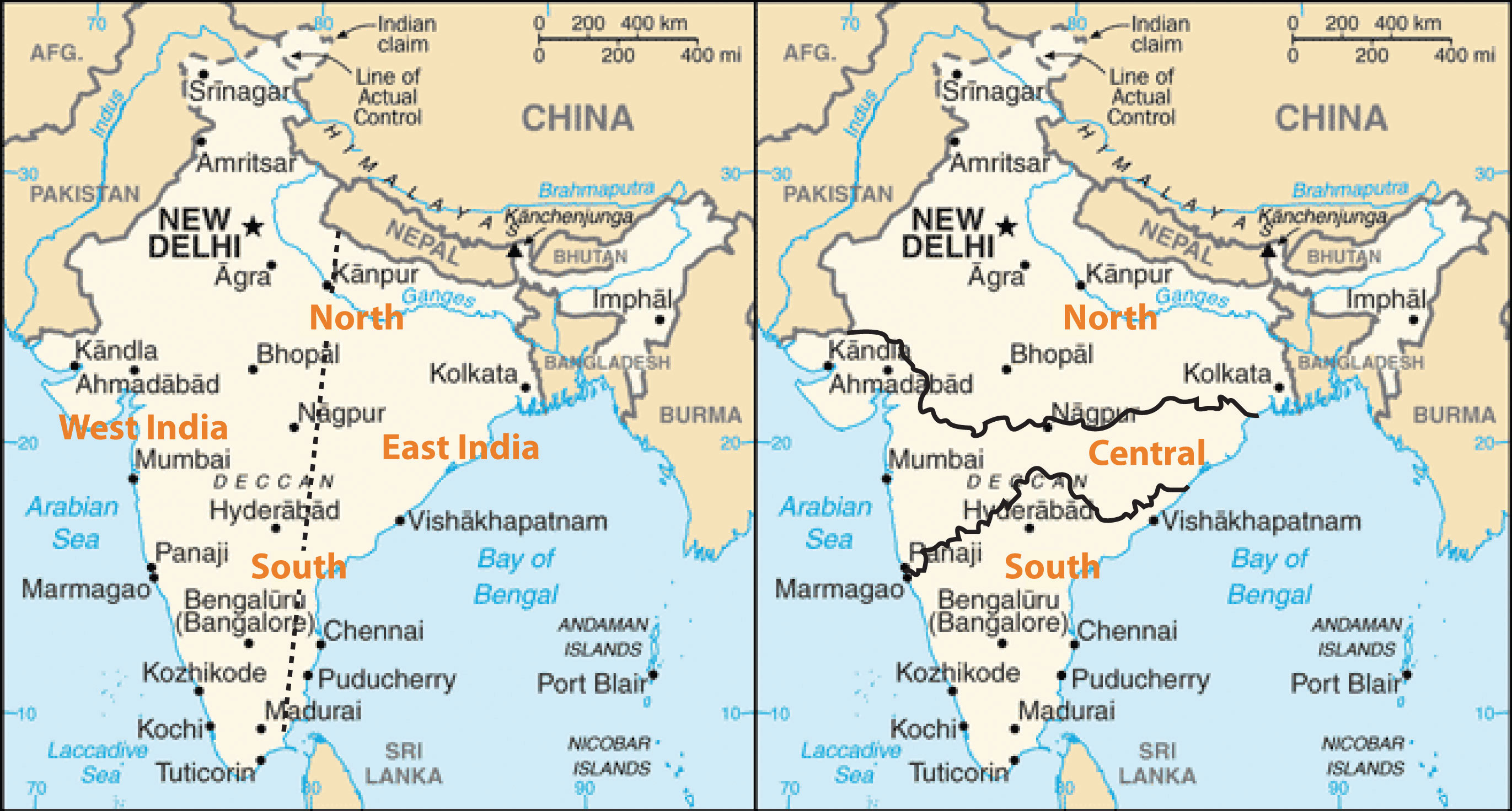 India Map East West North South