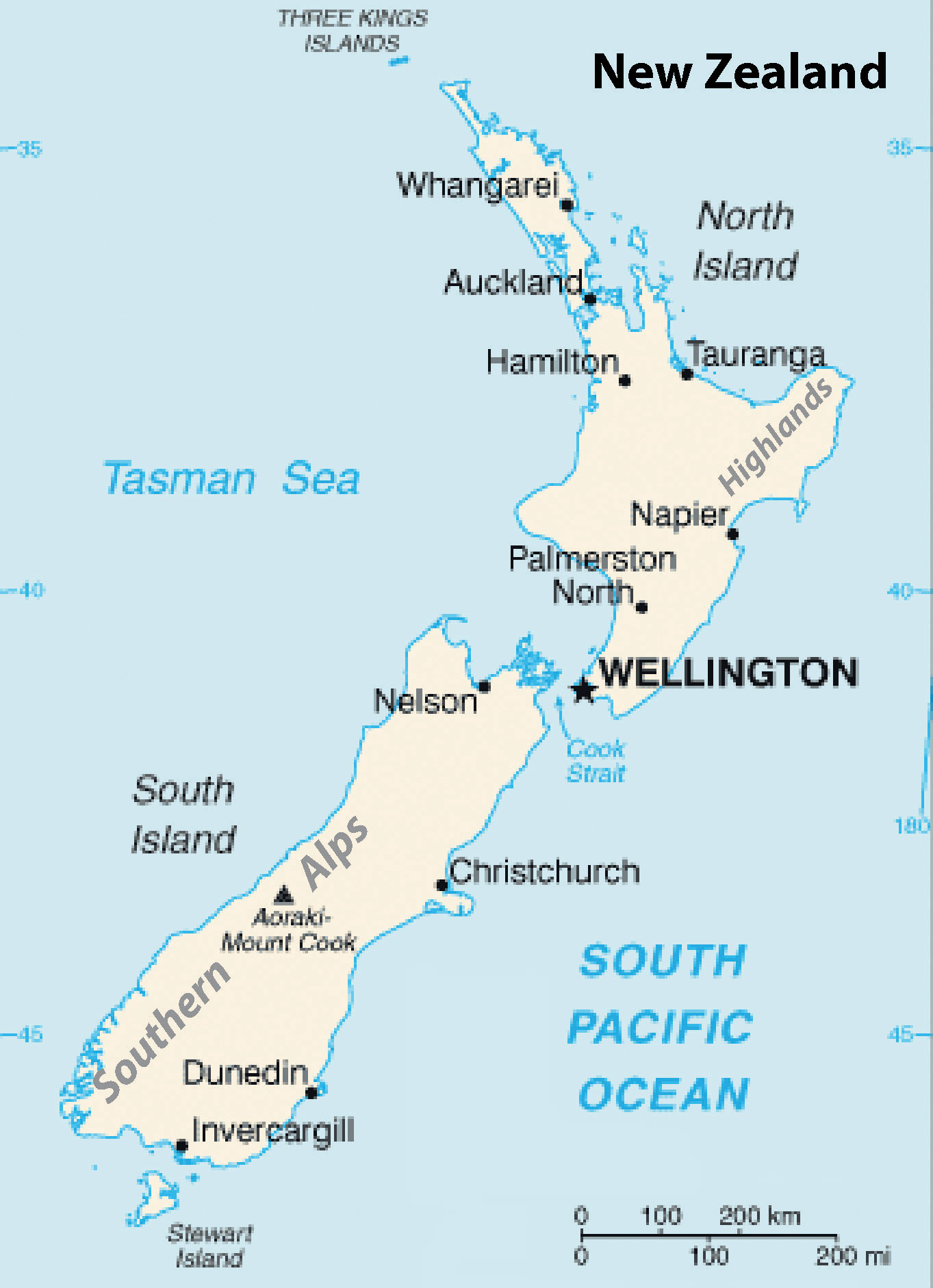 Southern Alps Australia Map Australia and New Zealand