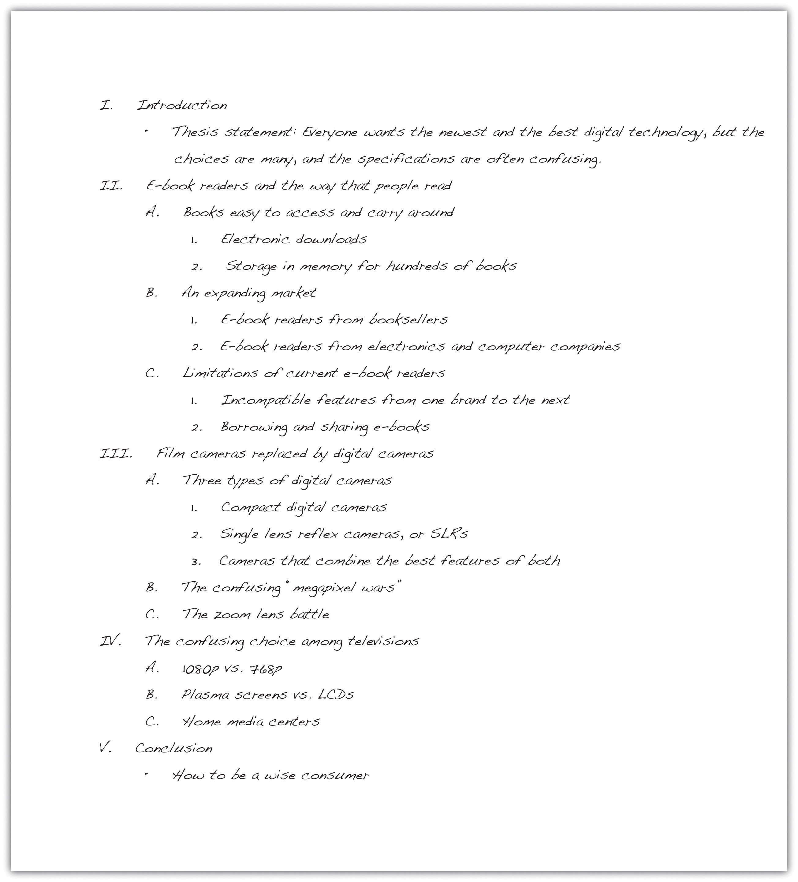 outline format for thesis